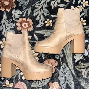 Pink Lily Beige Heeled Boots